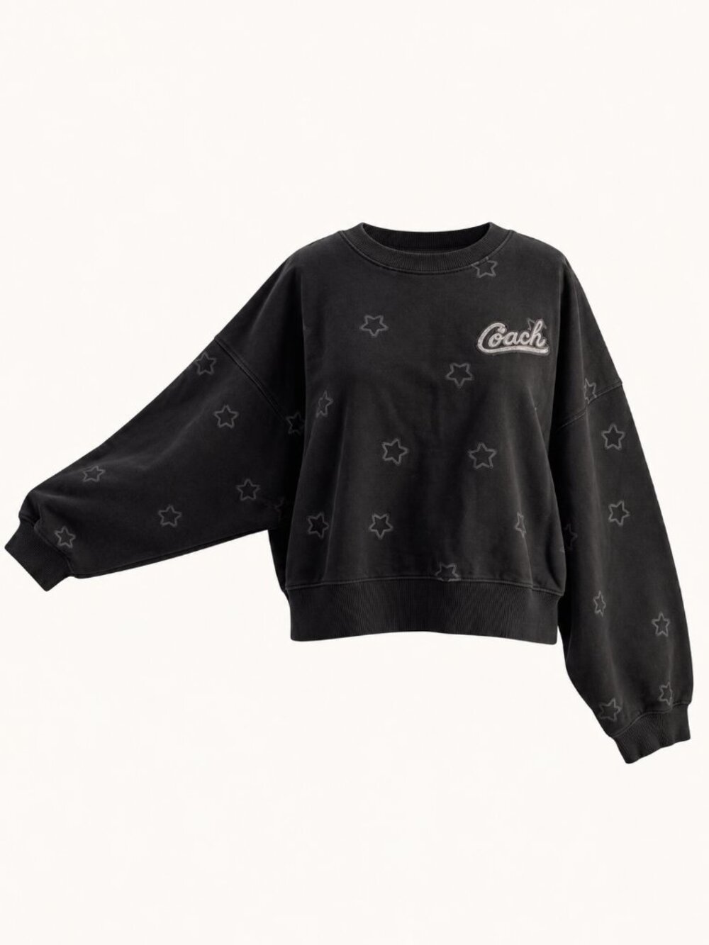 Coach Black Star Print Cropped Crewneck Sweatshirt - Medium